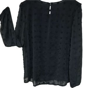 QUERAL nylon viscose blend semi shear with raised details, top, sz M